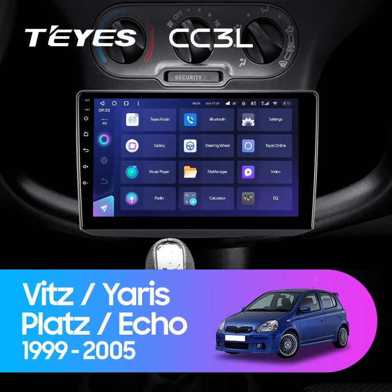Autoradio Android 9" Con Wireless CarPlay E Android Auto Per Toyota Vitz Yaris Echo 1999-2005 - 4GB RAM + 64GB ROM